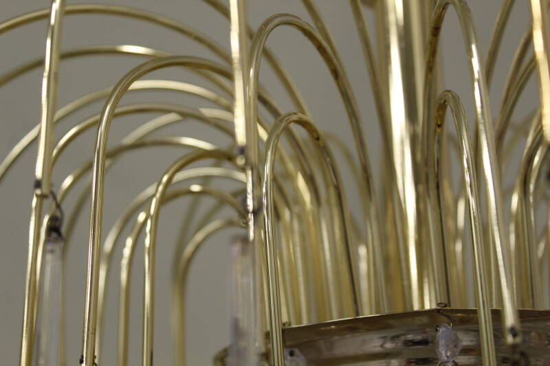 Vintage teardrop lamp - transparent, gold Murano | 00868