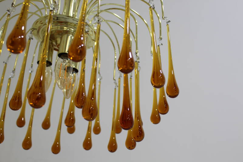 Vintage Murano teardrop lamp - amber colored | 01103