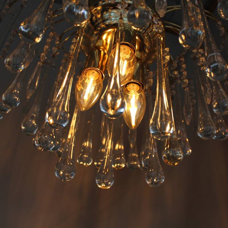 Vintage teardrop lamp - transparant, goud