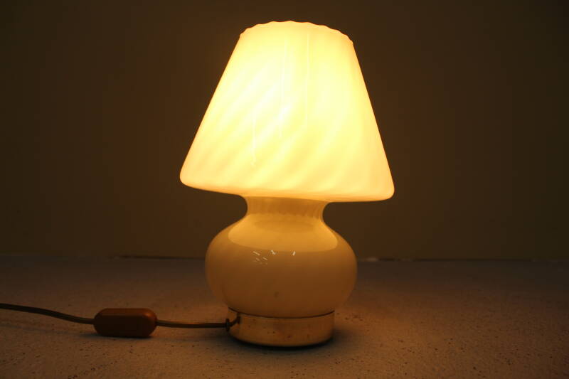 Vintage Murano Swirl Mushroom lamp - green glass 70s | 00764