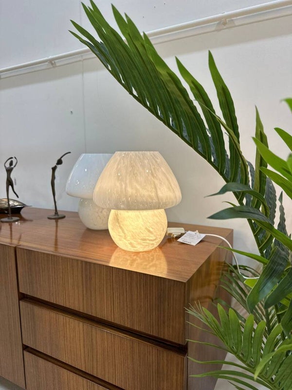 Vintage Pilzlampe - weißes Glas, 70er | 01426