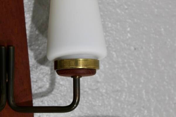 Vintage wall lamp – wood, opal glass | 01141