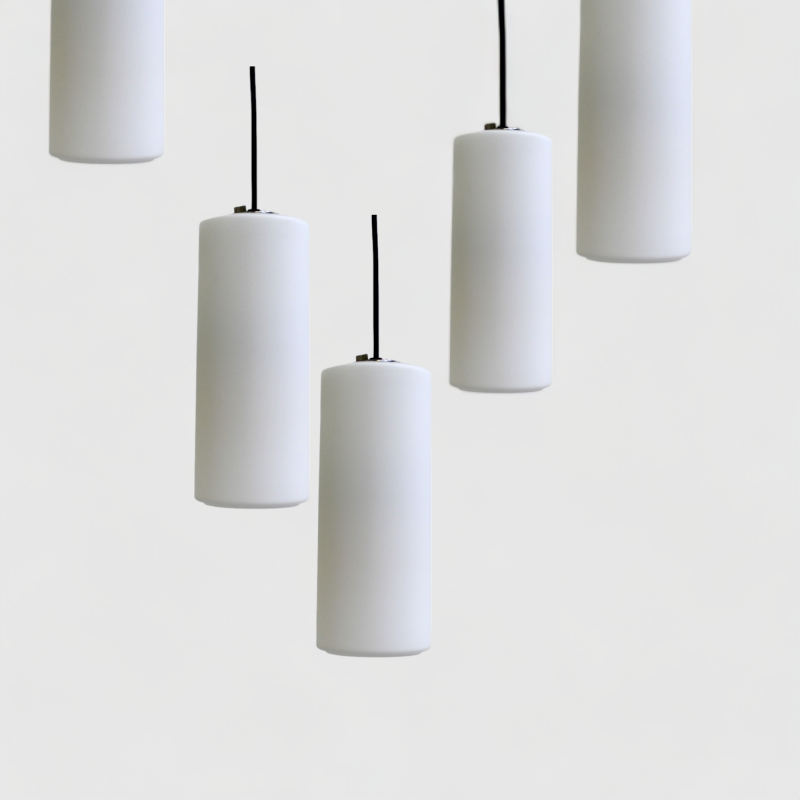 Vintage pendant lamp opal glass white - Glashutte Limburg 70s | 01033