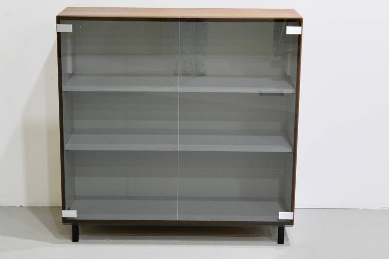 Vintage display cabinet - smoked glass, wood, 70s | 01248