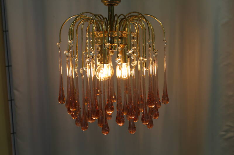 Vintage teardrop lamp - roze, goud jaren '70