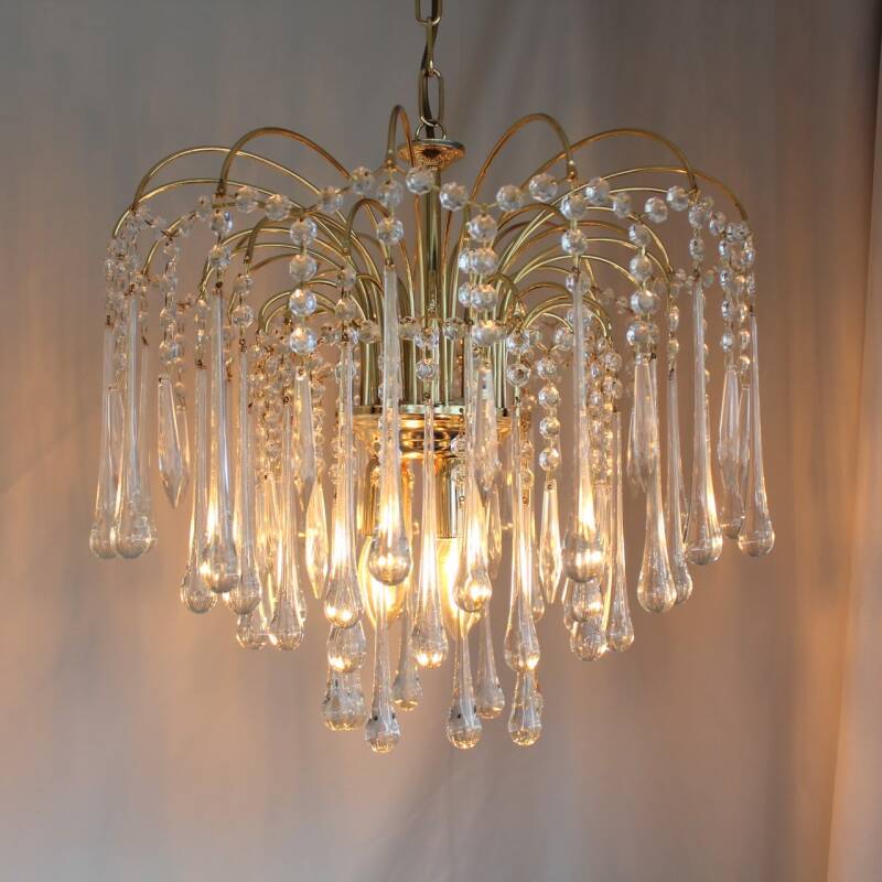 Vintage teardrop lamp - transparant, goud