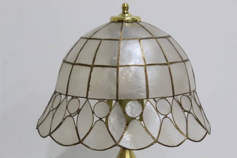 Vintage messing tafellamp - parelmoer, messing, Honsel, jaren '70 | 01234
