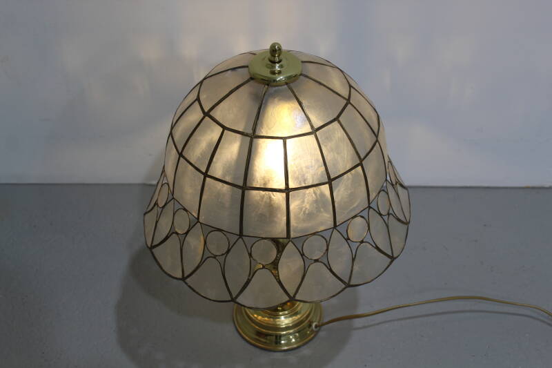 Vintage messing tafellamp - parelmoer, messing, Honsel, jaren '70 | 01234