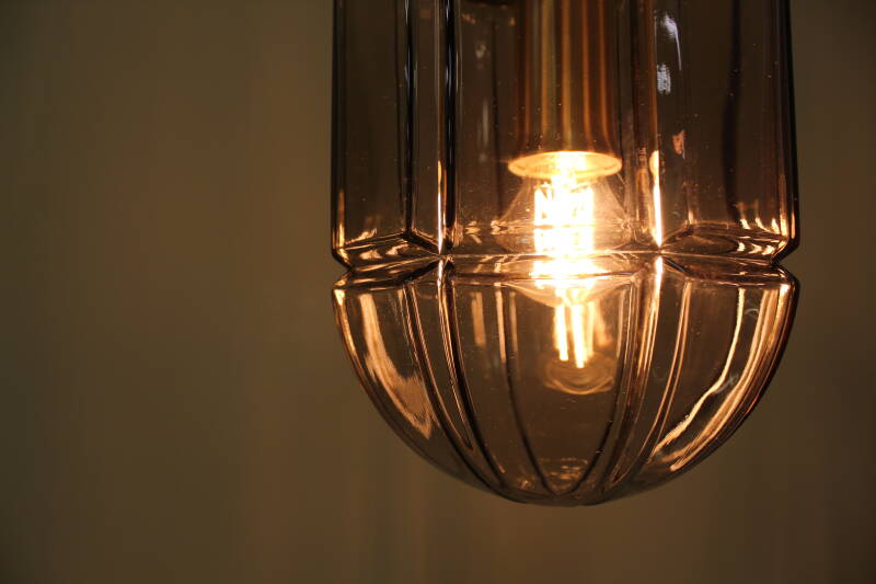 Vintage Peill & Putzler hanglamp - rookglas | 00748