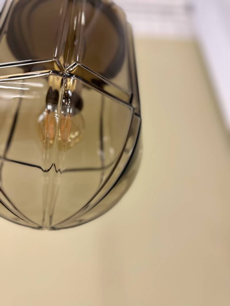 Vintage Peill & Putzler hanglamp - rookglas | 00748