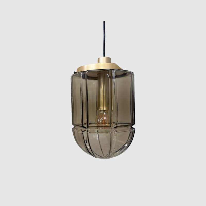 Vintage Peill & Putzler hanglamp - rookglas | 00748