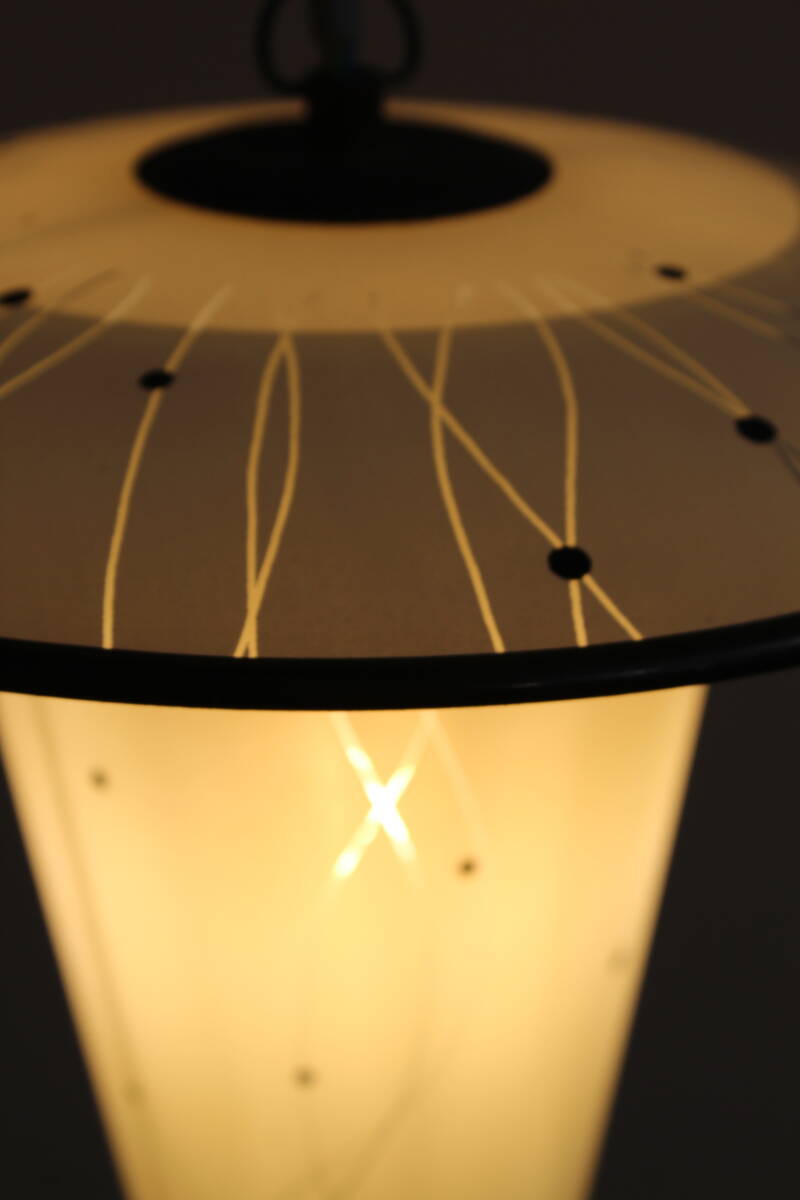 Vintage hanglamp - wit, messing, jaren '50 | 01355