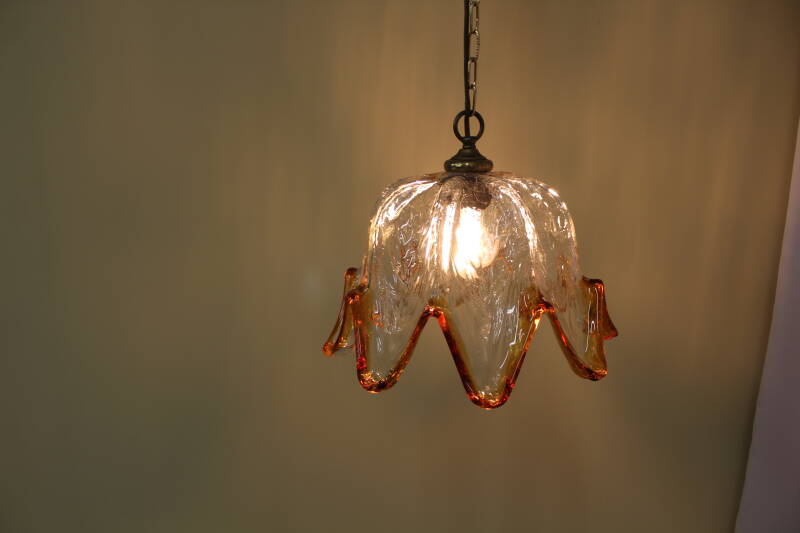 Vintage Murano pendant lamp - flower shape 70s | 00739