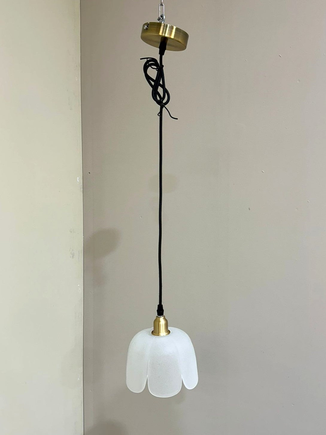 Vintage hanglamp - bloem, glas