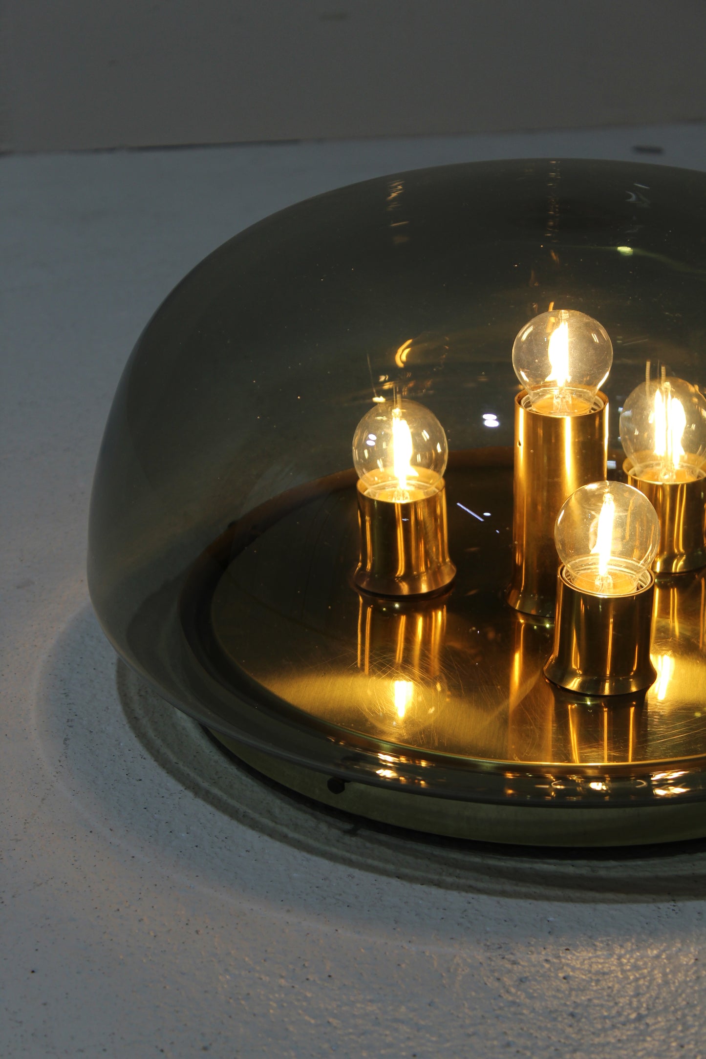 Vintage design plafondlamp rookglas, wandlamp - jaren '70