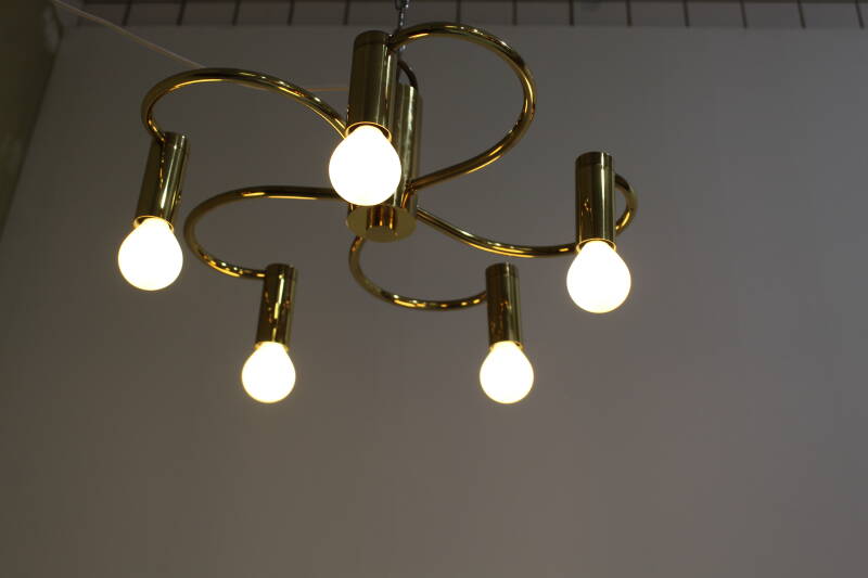Vintage plafondlamp - 5- armig goud | 00841