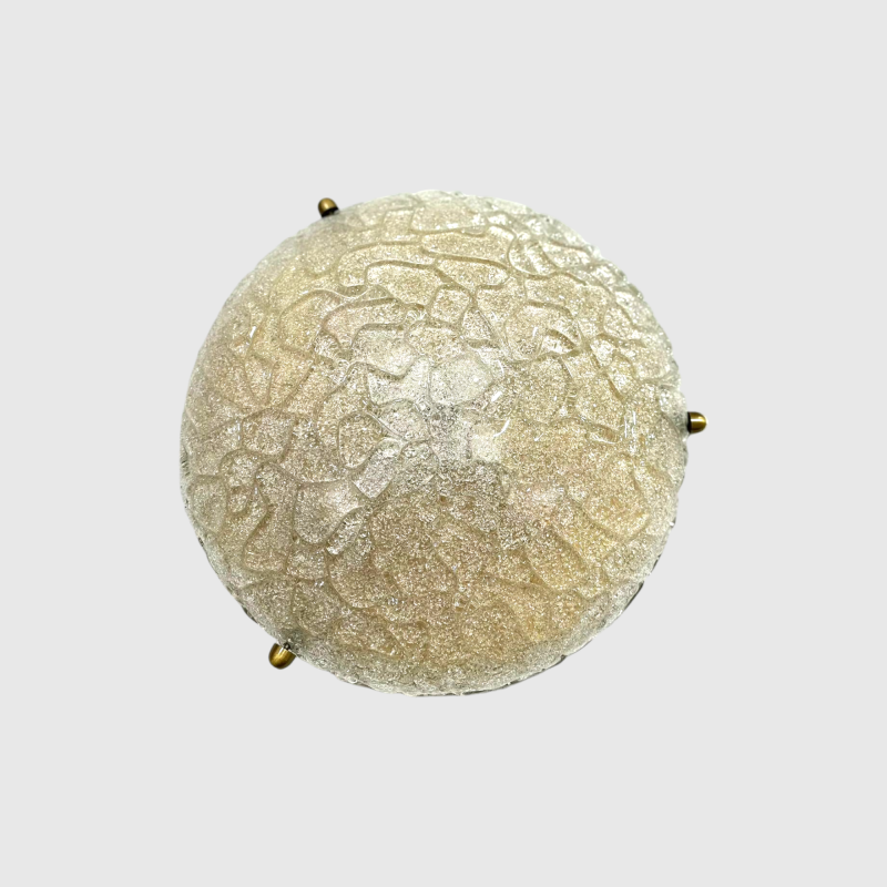 Vintage grote plafondlamp, wandlamp Hillebrand - ice glass | 00997