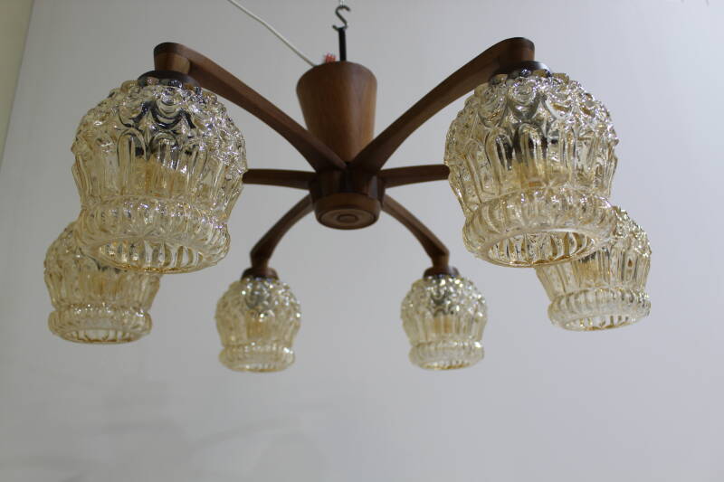 Vintage ceiling lamp - 6-arms, 70s | 01029