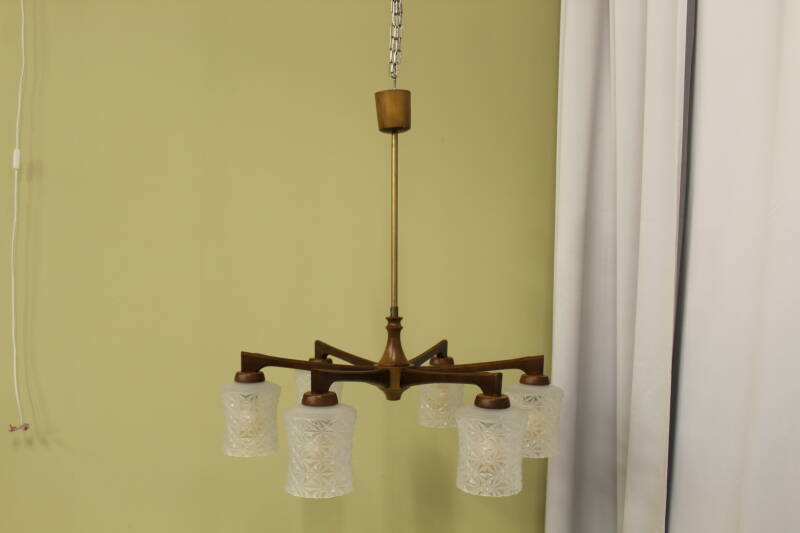 Vintage ceiling lamp - 6 arms, 70s | 00854