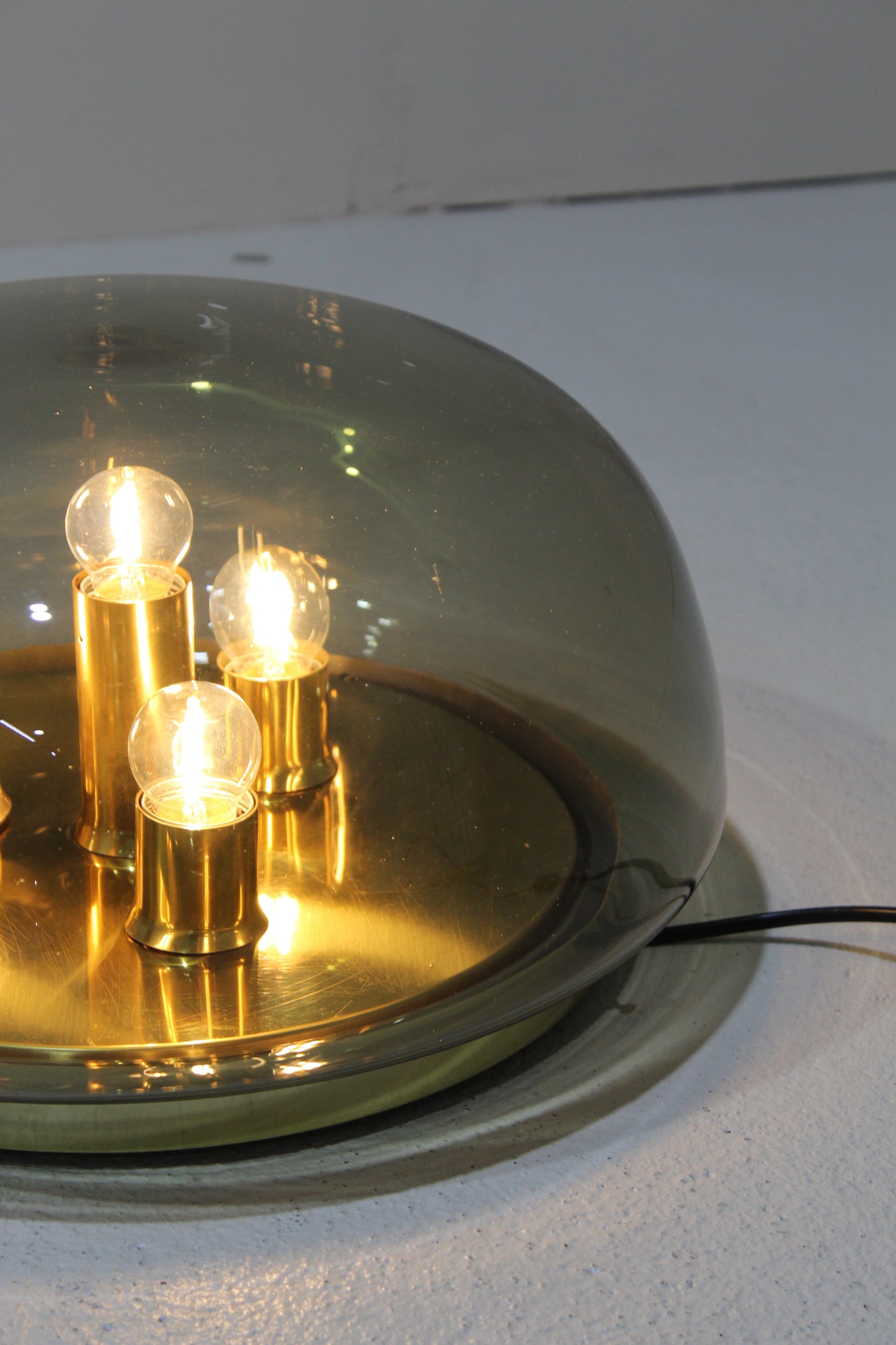 Vintage design plafondlamp rookglas, wandlamp - jaren '70