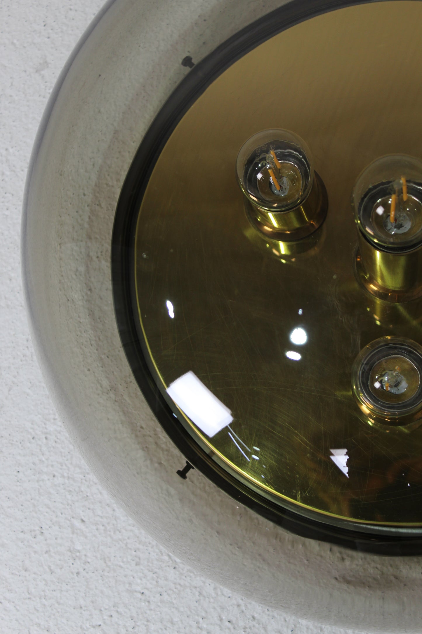 Vintage design plafondlamp rookglas, wandlamp - jaren '70