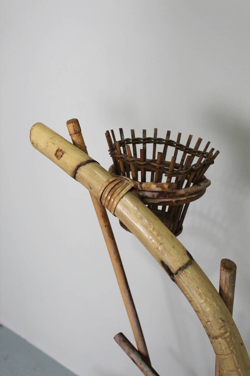 Vintage plantenstandaard, plantentafel jaren '60 - bamboe | 01293