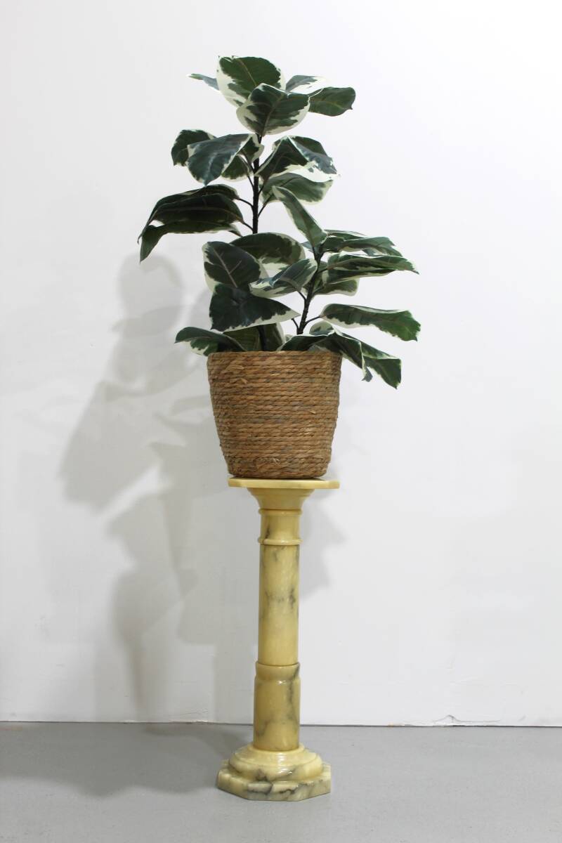 Vintage column, plant stand, pillar - marble, yellow | 01181