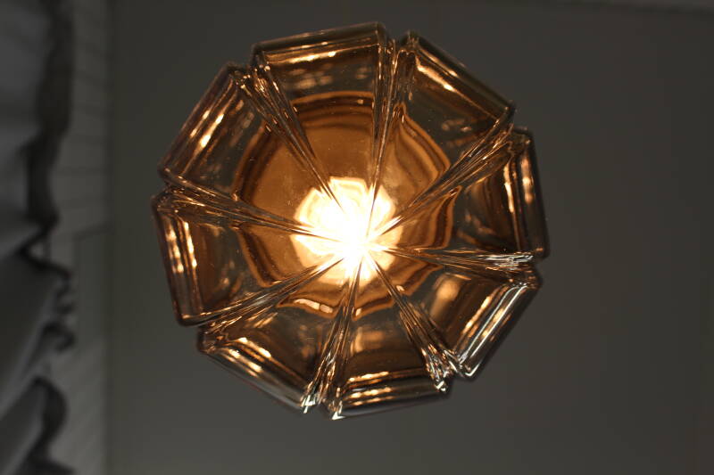 Vintage Peill & Putzler hanglamp - rookglas | 00748