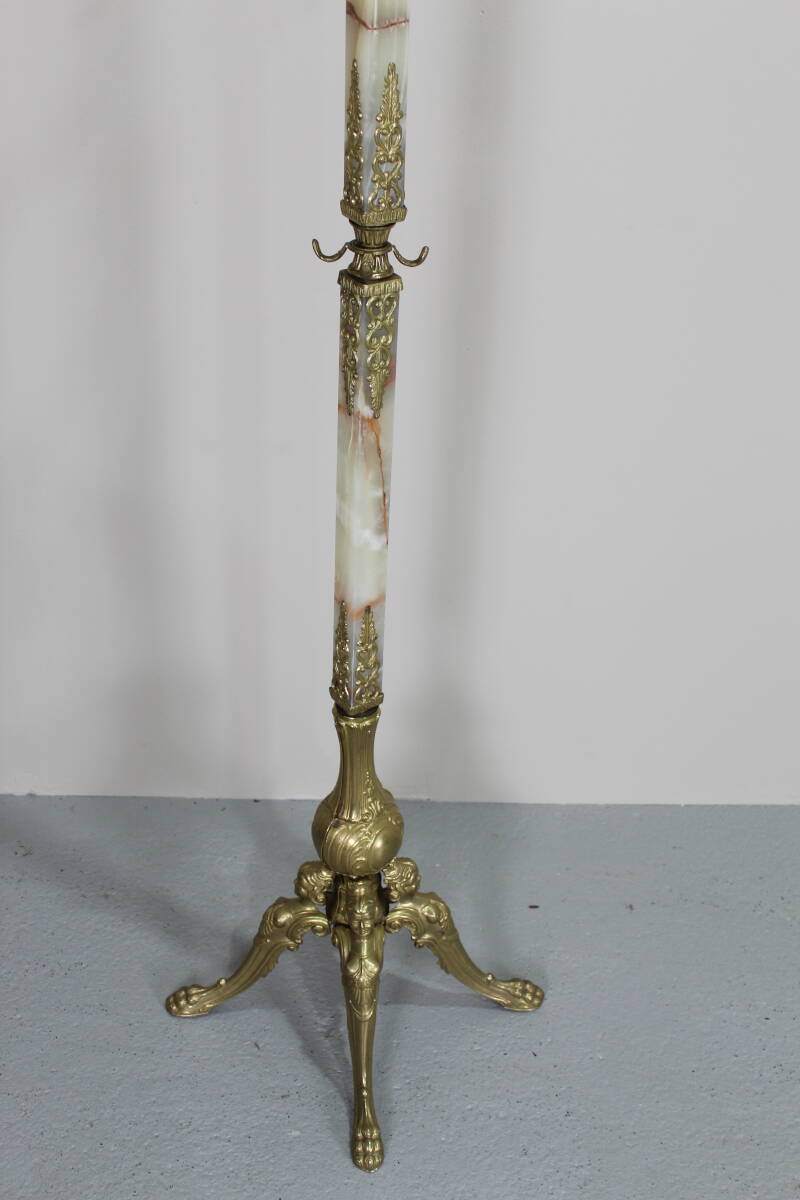 Vintage standing coat rack, wardrobe - brass, onyx | 01347