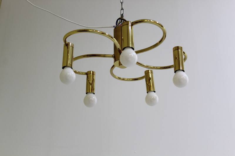 Vintage plafondlamp - 5- armig goud | 00841