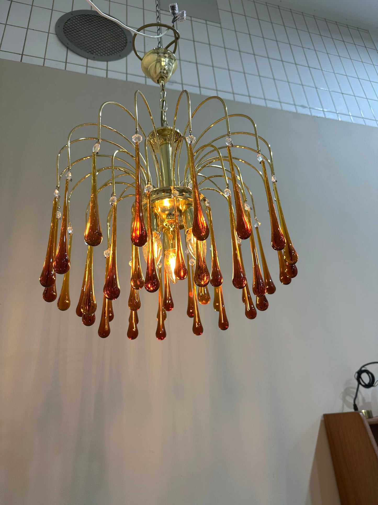 Vintage teardrop lamp - Murano, bruin, jaren '70