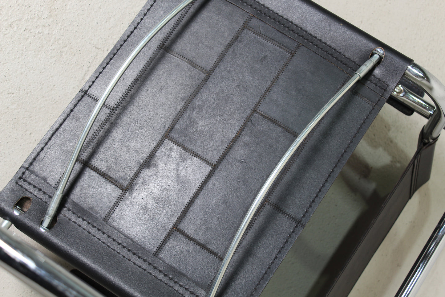 Vintage leren buisframestoel