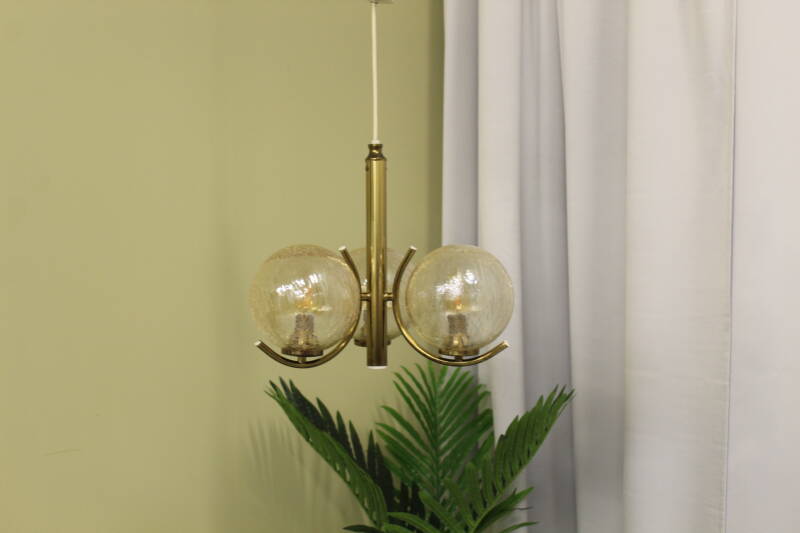 Vintage pendant lamp Richard Essig - 3 arms, brass 70s | 00816
