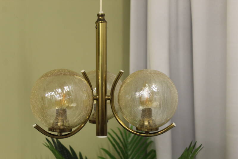 Vintage pendant lamp Richard Essig - 3 arms, brass 70s | 00816