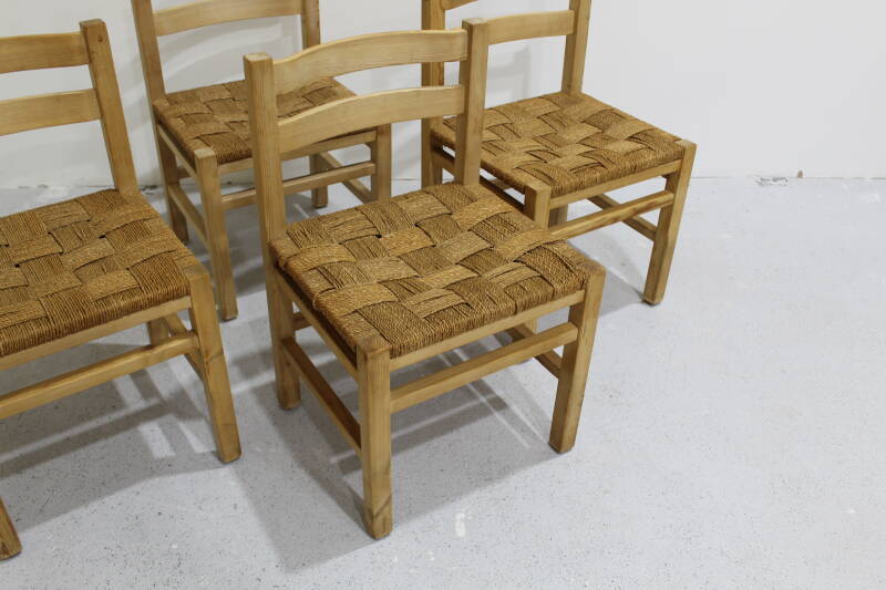 4x Vintage-Esszimmerstühle aus Holz mit Flechtwerk | 01077