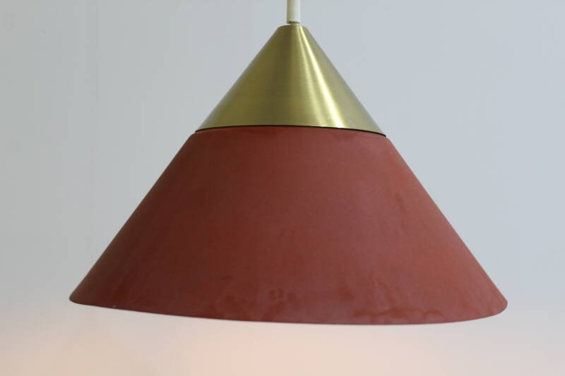 Vintage metalen hanglamp - Honsel Leuchten, jaren '70 rood, goud | 01172