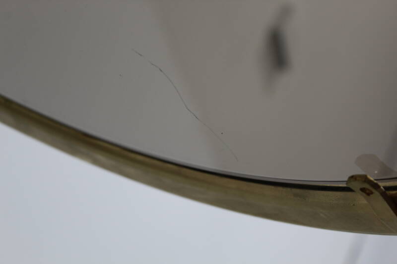 Vintage round side table - smoked glass, brass 70s | 01156