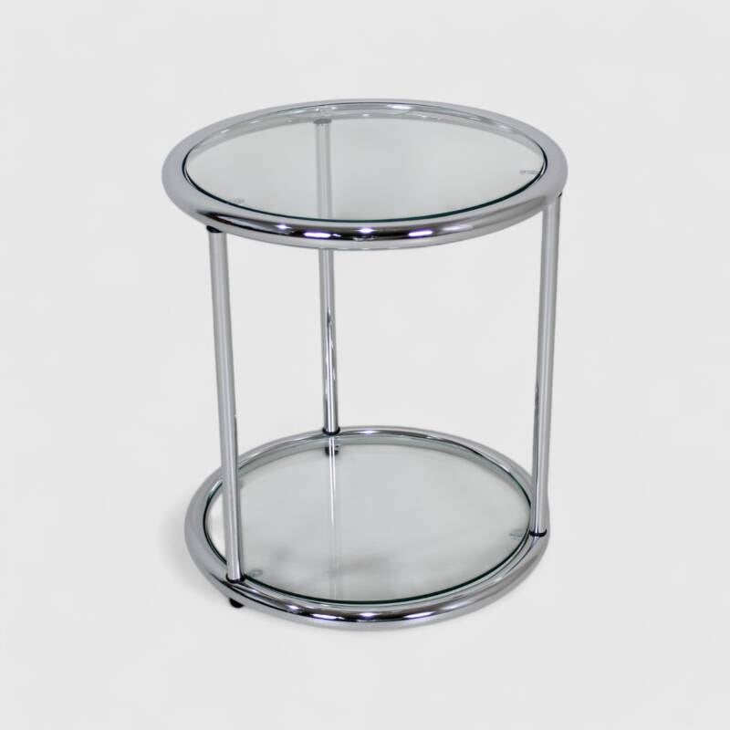 Vintage bijzettafel - glas, chroom