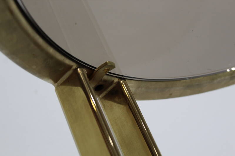 Vintage round side table - smoked glass, brass 70s | 01156