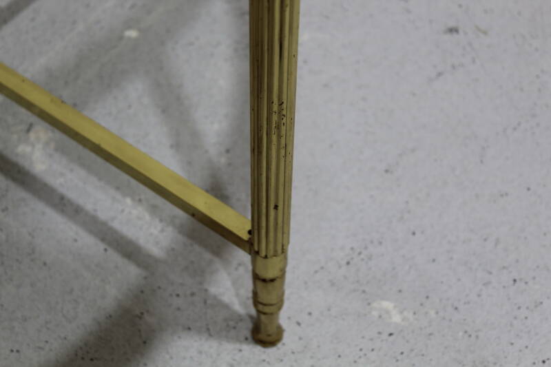 Vintage ronde salontafel, bijzettafel - glas, messing jaren '70 | 00981