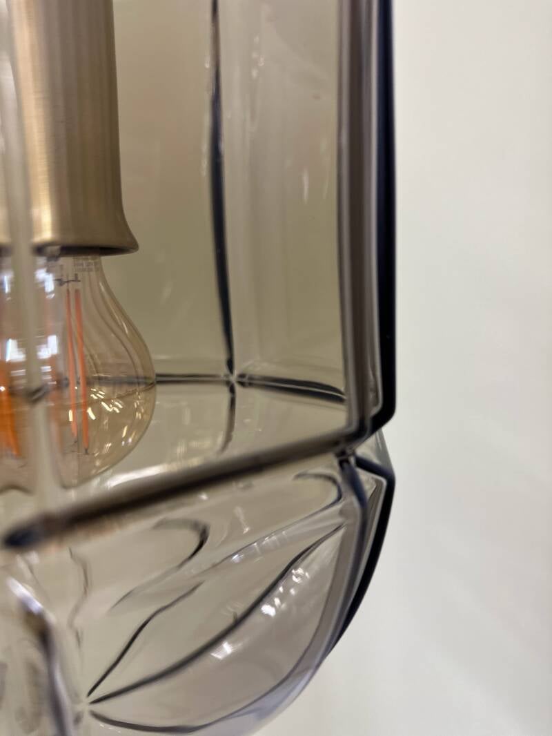 Vintage Peill & Putzler hanglamp - rookglas | 00748