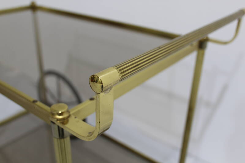 Vintage serveerwagen, messing rookglas - jaren '70 | 00939