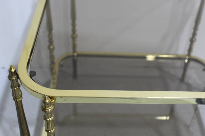 Vintage salontafel, bijzettafel - rookglas, messing jaren '70 | 00887