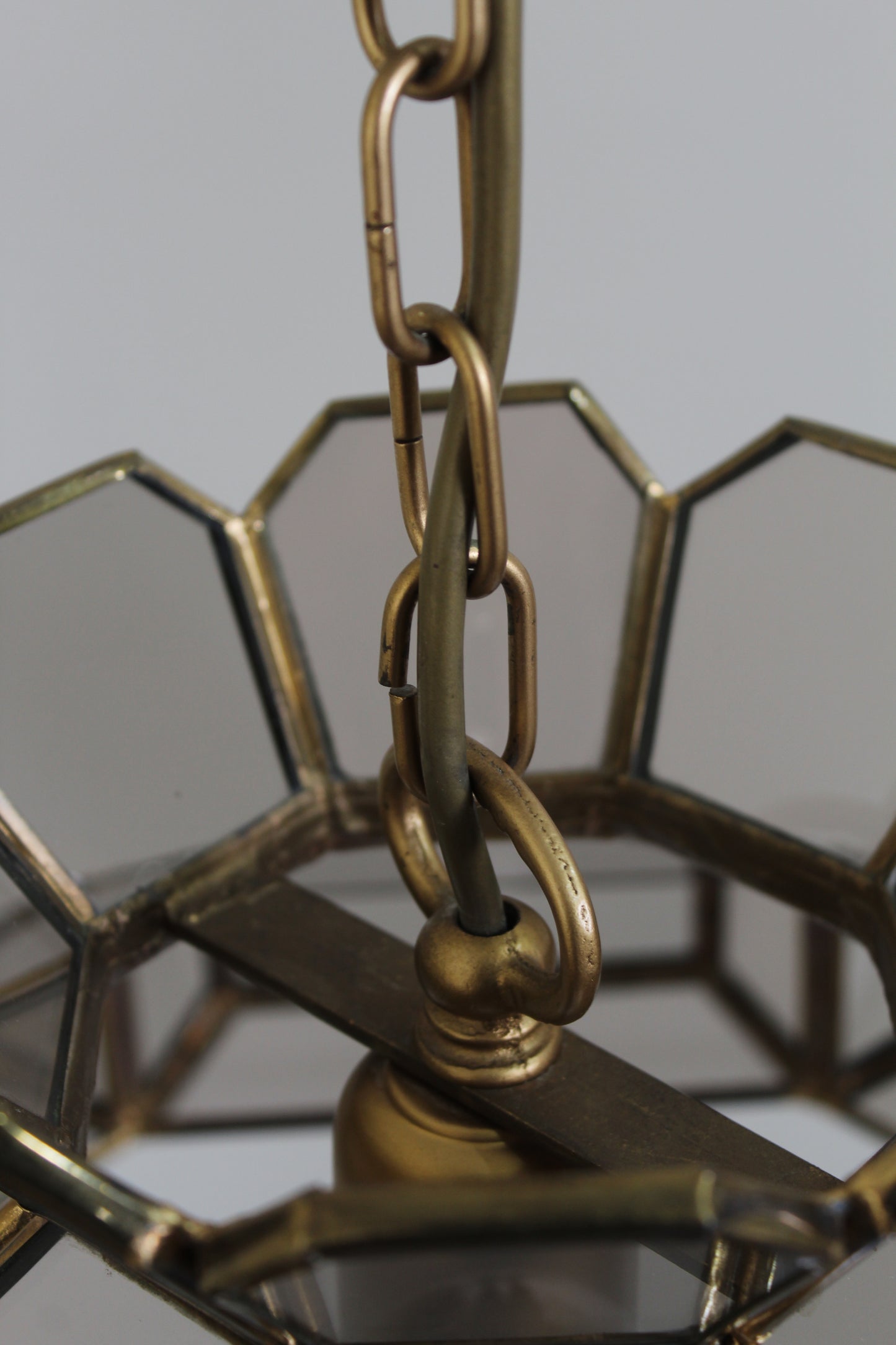 Vintage Pendelleuchte Buntglas - Rauchglas, 70er