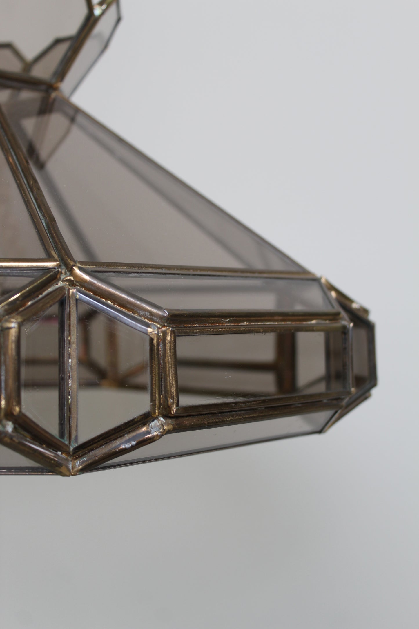 Vintage Pendelleuchte Buntglas - Rauchglas, 70er
