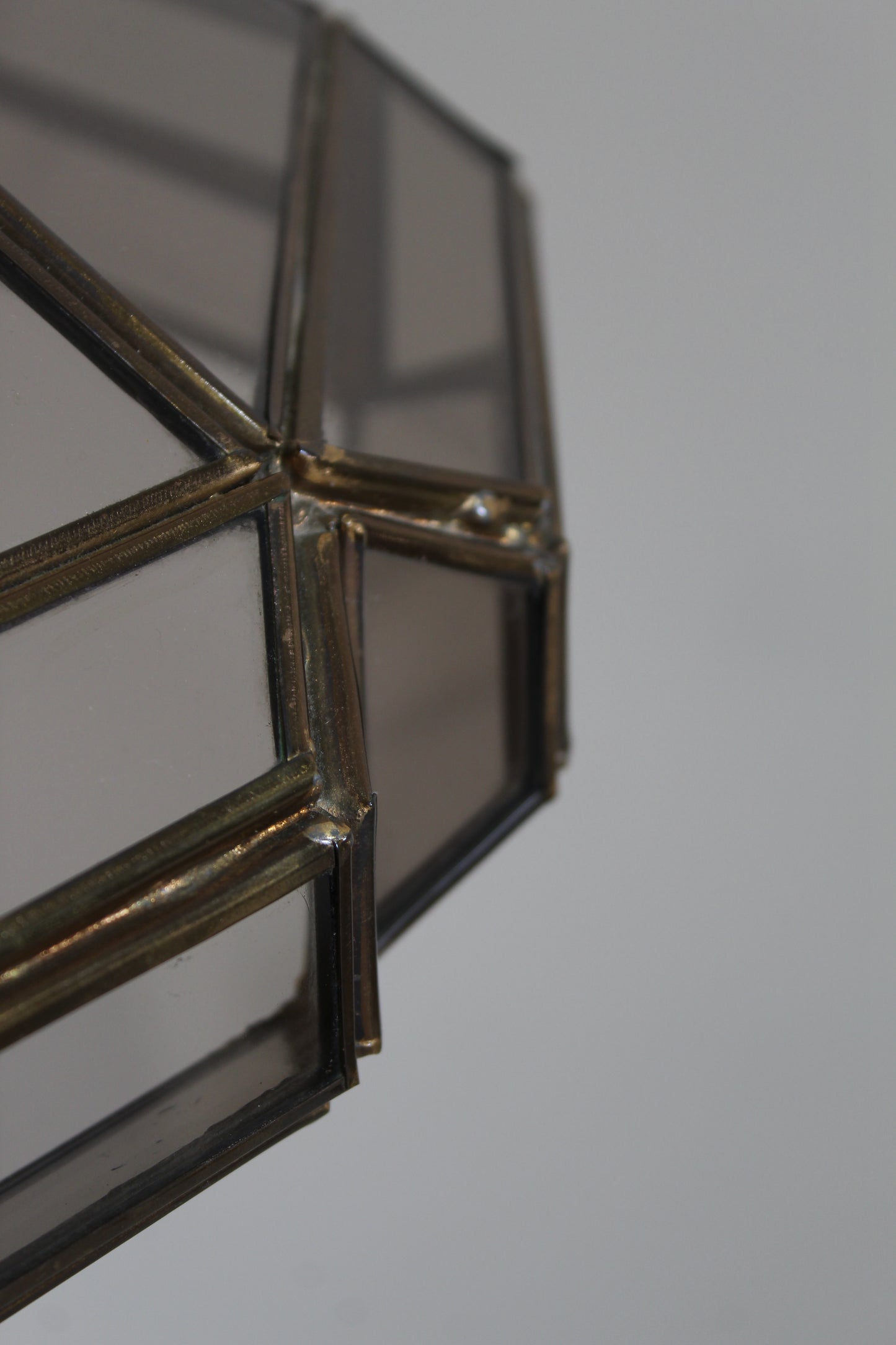Vintage Pendelleuchte Buntglas - Rauchglas, 70er
