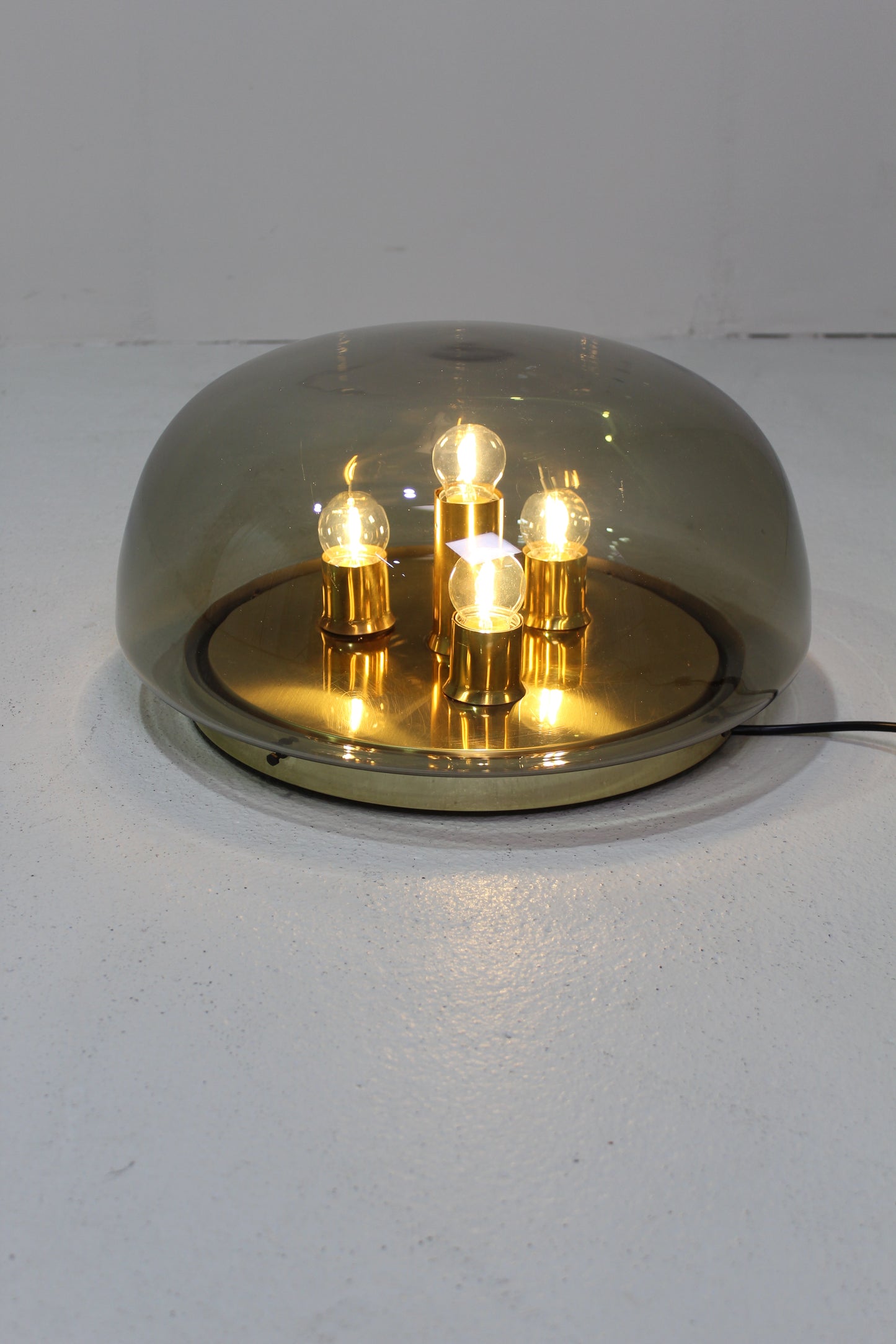 Vintage design plafondlamp rookglas, wandlamp - jaren '70