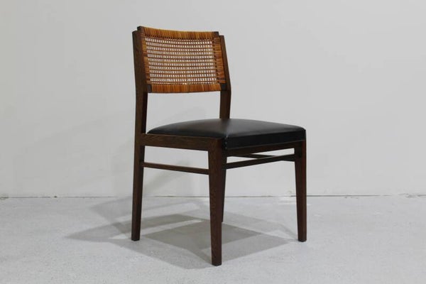 Vintage-Esszimmerstuhl – Wenge, Rattan, Kunstleder, 1960er Jahre | 01058