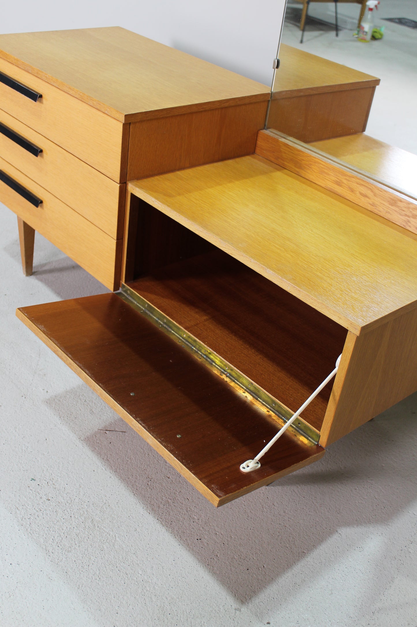 Vintage kaptafel, kast met spiegel - jaren '50/'60