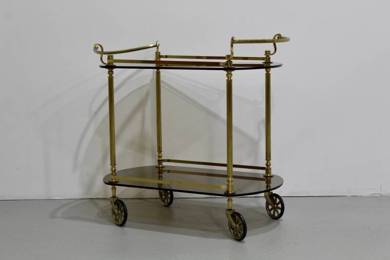 Vintage barcart, serveerwagen - messing | 01154